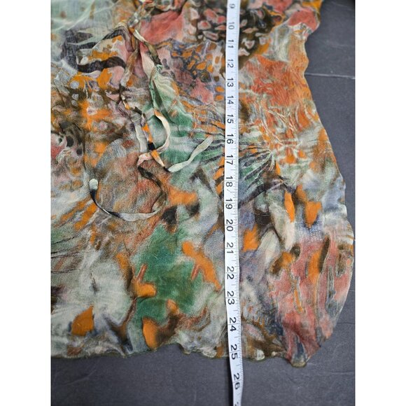 Casual Studio Sheer Floral Boho Tunic Ruffle Neckline Sleeves M Rayon India - Picture 6 of 7